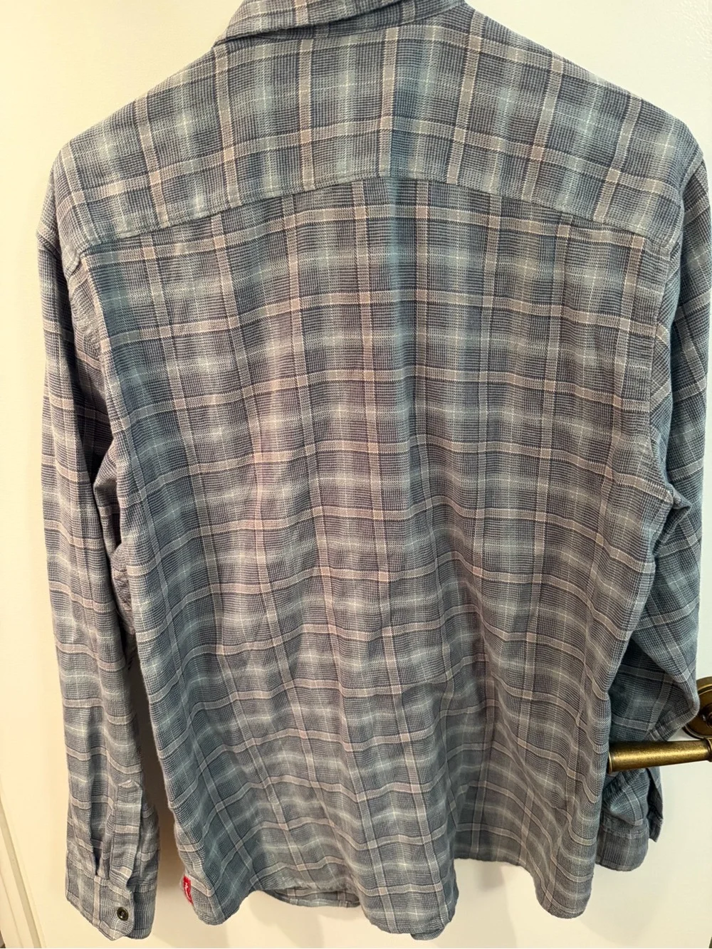 Wrangler Men’s L Plaid Flannel Shirt Western Snap Pockets Blue Gray